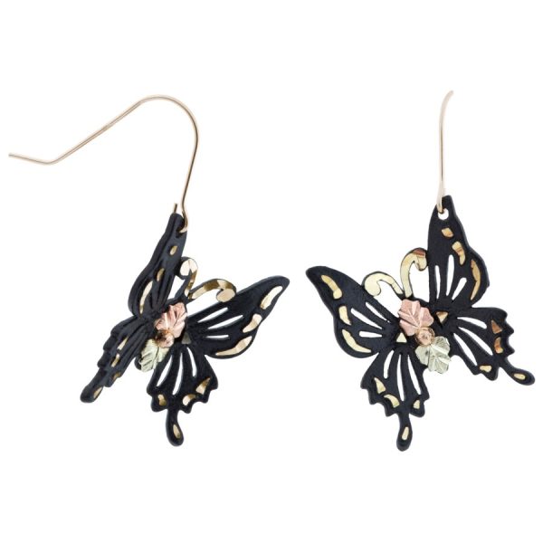Black Hills Gold by TRJ Enameled Brite Cut Butterfly Earrings - G C50719BR-SH
