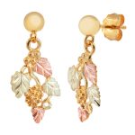 Landstrom’s Original Black Hills Gold Grapevine Dangle Post Earrings - G L01630