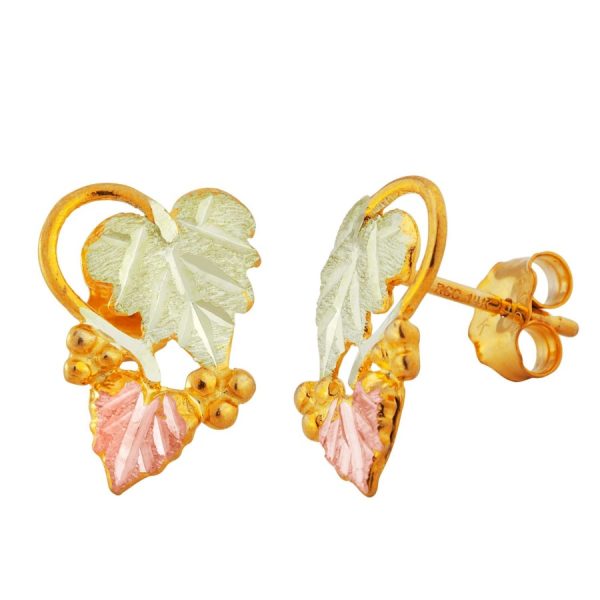 Landstrom’s Original Black Hills Gold Grape Leaves and Vine Earrings - G L01651