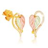 Landstrom’s Original Black Hills Gold Duel-toned Leaf with Vine Post Earrings - G LER630P