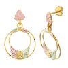 Mt Rushmore Black Hills Gold Double Wreath Post Dangle Earrings - G 3132LD