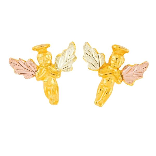 Mt Rushmore Black Hills Gold Guardian Angel Post Earrings - G 3249