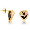 Mt Rushmore Black Hills Gold on Black Onyx Heart Earrings - G 3020OX - Image 2