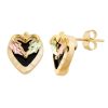 Mt Rushmore Black Hills Gold on Black Onyx Heart Earrings - G 3020OX