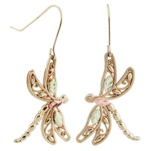 Black Hills Gold by TRJ Dragonfly Shepherd Hook Earrings - G C50508