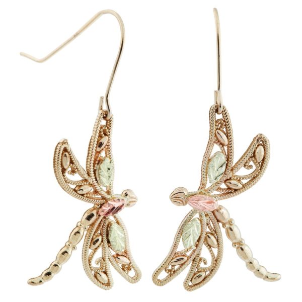 Black Hills Gold by TRJ Dragonfly Shepherd Hook Earrings - G C50508