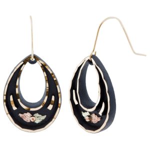 Black Hills Gold by TRJ Enameled Brite Cut Oval Drop Earrings - G C50696-BRSH