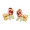 Landstrom’s Original Black Hills Gold Roses with Leaves Post Earrings - G L01690