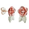 Black Hills Gold by TRJ Full Bloom Rose with Leaves Post Earring - G C5528