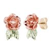 Black Hills Gold by TRJ Full Bloom Rose with Leaves Post Earring - G C5528 - Image 2