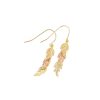 Mt Rushmore Black Hills Gold Feathered Leaves Shepherd Hook Earrings - G 3140