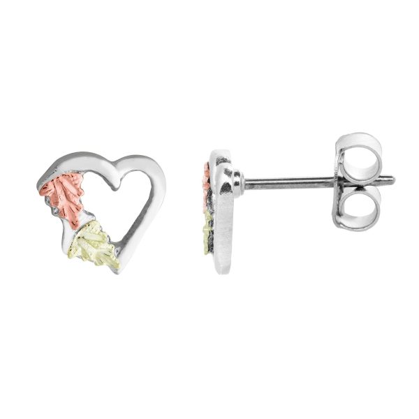 Mt Rushmore Black Hills Gold on Silver Heart Post Earrings - MR3553