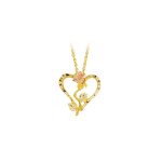 Mt Rushmore Black Hills Gold Etched Heart and Rose Pendant - G 2424