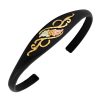 Mt Rushmore Black Hills Gold on Black Enameled Brite Cut Cuff Bracelet - G 8371
