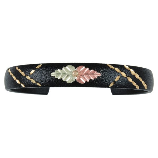 Black Hills Gold by TRJ on Black Enameled Brite Cut Bangle Bracelet - G C8375-BR