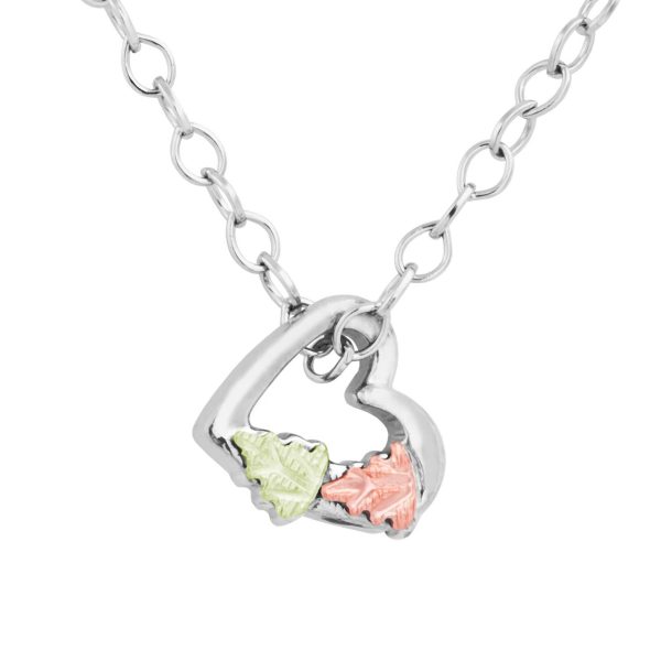 Mt Rushmore Black Hills Gold on Silver Dainty Floating Heart Pendant - MR2553