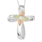 Black Hills Gold on Silver by TRJ Floating Cross Pendant - MRC25224-GS