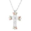 Black Hills Gold on Silver by TRJ Open Cross with Cubic Zirconia Pendant - MRC2966Z-GS