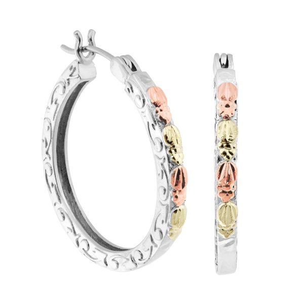 Landstrom’s Original Black Hills Gold on Silver Hoop Earrings - MRL01554