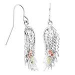 Landstrom’s Original Black Hills Gold on Silver Etched Wings Shepherd Hook Earrings - MRLER1932