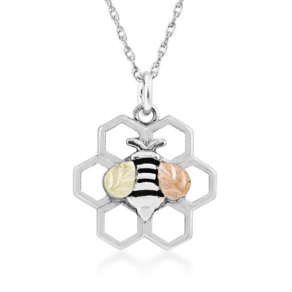 Landstrom’s Original Black Hills Gold on Silver Honeycomb and Bee Pendant - MRLPE3932