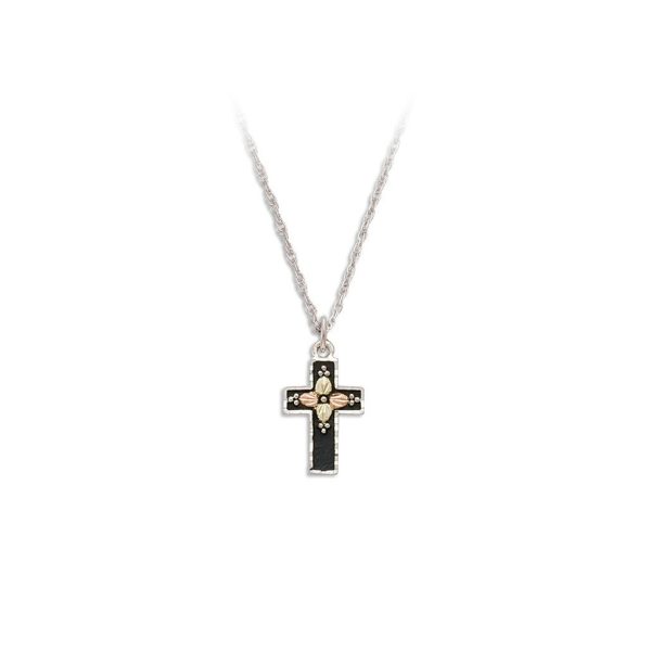 Landstrom’s Original Black Hills Gold on Silver Antiqued Cross Pendant - MRLPE958