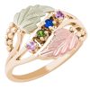 Mt Rushmore Black Hills Gold Family Jewelry Channel Ring with 1-6, 2mm Genuine Birthstones – G 926-GN
