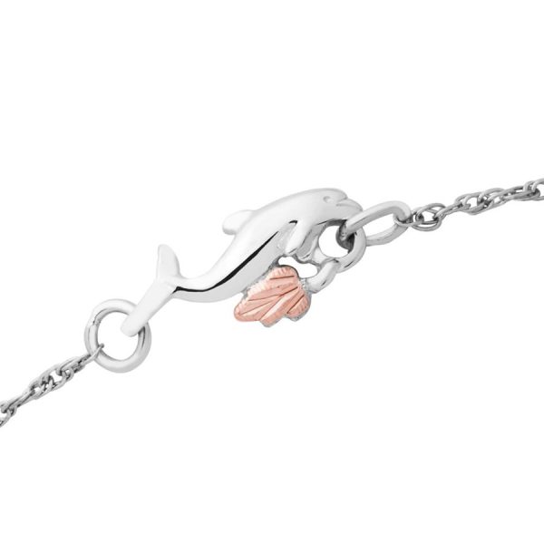 Mt Rushmore Black Hills Gold on Silver Dolphin Ankle Bracelet - MR8075 - Image 3