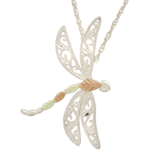 Black Hills Gold on Silver by TRJ Dragonfly Pendant - MRC25632-GS
