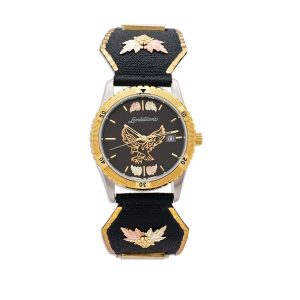 Landstrom’s Original Black Hills Gold Enameled Brite Cut Men's Eagle Watch - G LM9218/M531