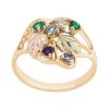 Black Hills Gold by TRJ Family Jewelry Organic Swirling Vines Ring with 1-7, 2.5mm Synthetic Birthstones - G C1470-SY