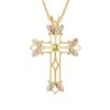 Black Hills Gold by TRJ Family Jewelry Open Cross Pendant with 1-7, 3mm Genuine Birthstones - G C2966-GN