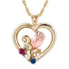 Landstrom’s Original Black Hills Gold Family Jewelry Rose in Heart Pendant with 1-6, 2.5mm Synthetic Birthstones - G L03593-SY