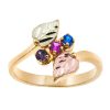 Landstrom’s Original Black Hills Gold Family Jewelry Leaves and Vine Ring with 2-6, 2.5mm Genuine Birthstones - G LD2151-GN