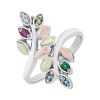 Mt Rushmore Black Hills Gold on Silver Family Jewelry Wrap Around Vine Ring with 1-10, 2.5mm Genuine Birthstones - MR945-GN