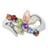 Landstrom’s Original Black Hills Gold on Silver Family Jewelry Contemporary Swirl Ring with 2-6, 2.5mm Genuine Birthstones - MRLLR2830-GN