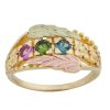 Mt Rushmore Black Hills Gold Family Jewelry Leaf and Grape Cluster Ring with 2-6, 3.5mm Synthetic Birthstones – G 908-SY