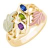 Mt Rushmore Black Hills Gold Family Jewelry Marquise Channel Ring with 2-6, 4x2mm Genuine Birthstones – G 928-GN
