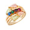Mt Rushmore Black Hills Gold Family Jewelry Wrap Around Ring with 1-7, 3mm Synthetic Birthstones - G 936-SY