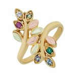 Mt Rushmore Black Hills Gold Family Jewelry Wrap Around Vine Ring with 1-10, 2.5mm Synthetic Birthstones - G 945-SY