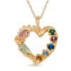 Black Hills Gold by TRJ Family Jewelry Heart Pendant with 1-6, 2.5mm Synthetic Birthstones - G C2662-SY
