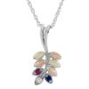 Mt Rushmore Black Hills Gold on Silver Family Jewelry Vine Pendant with 1-6, 2mm Genuine Birthstones - MR22945-GN