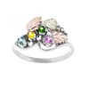 Mt Rushmore Black Hills Gold on Silver Family Jewelry Swirling Vine Ring with 2-6, 2.5mm Synthetic Birthstones - MR925-SY