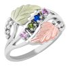 Mt Rushmore Black Hills White Gold Family Jewelry Channel Ring with 1-6, 2mm Synthetic Birthstones – WG926-SY