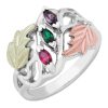 Mt Rushmore Black Hills Gold on Silver Family Jewelry Marquise Channel Ring with 2-6, 4x2mm Synthetic Birthstones – MR928-SY
