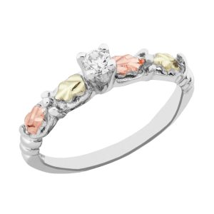 Mt Rushmore Black Hills Gold on Silver Cubic Zirconia Engagement Ring - MR408ECZ