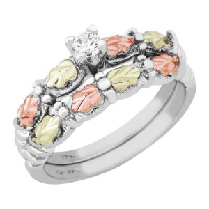 Mt Rushmore Black Hills Gold on Silver Cubic Zirconia Wedding Ring Set - MR408ECZW
