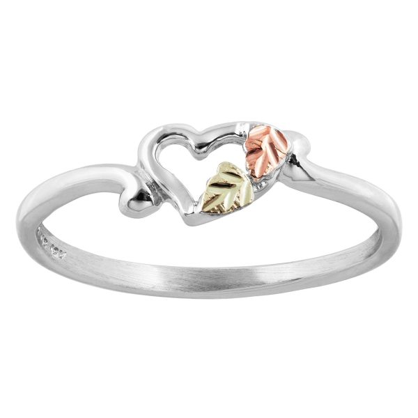 Mt Rushmore Black Hills Gold on Silver Heart Ring - MRSD1853